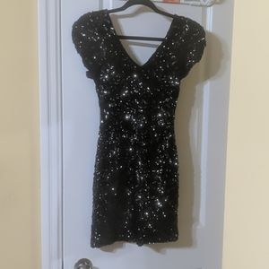 Black Sequin Mini Dress